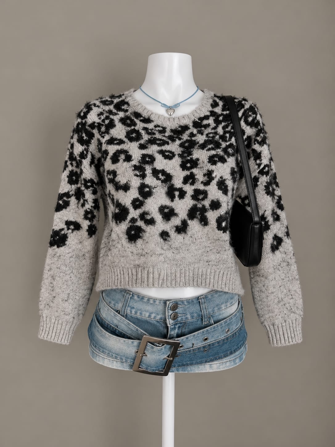 Grey Leopard Pattern Sweater