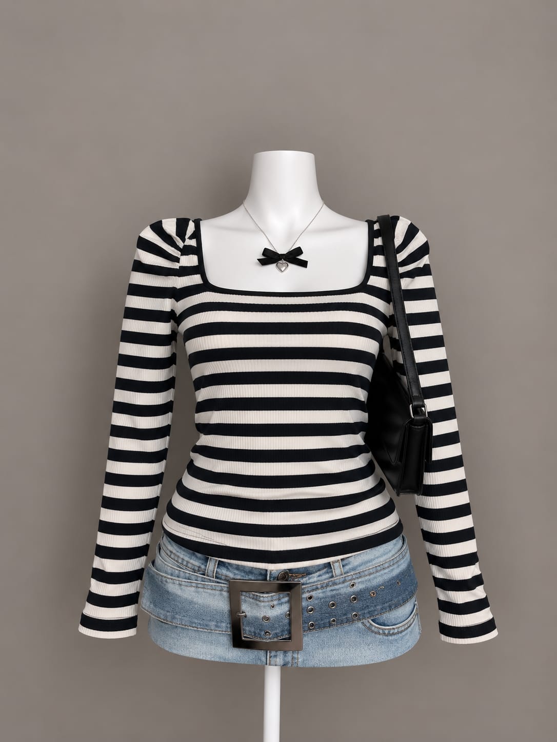 Black White Striped Top