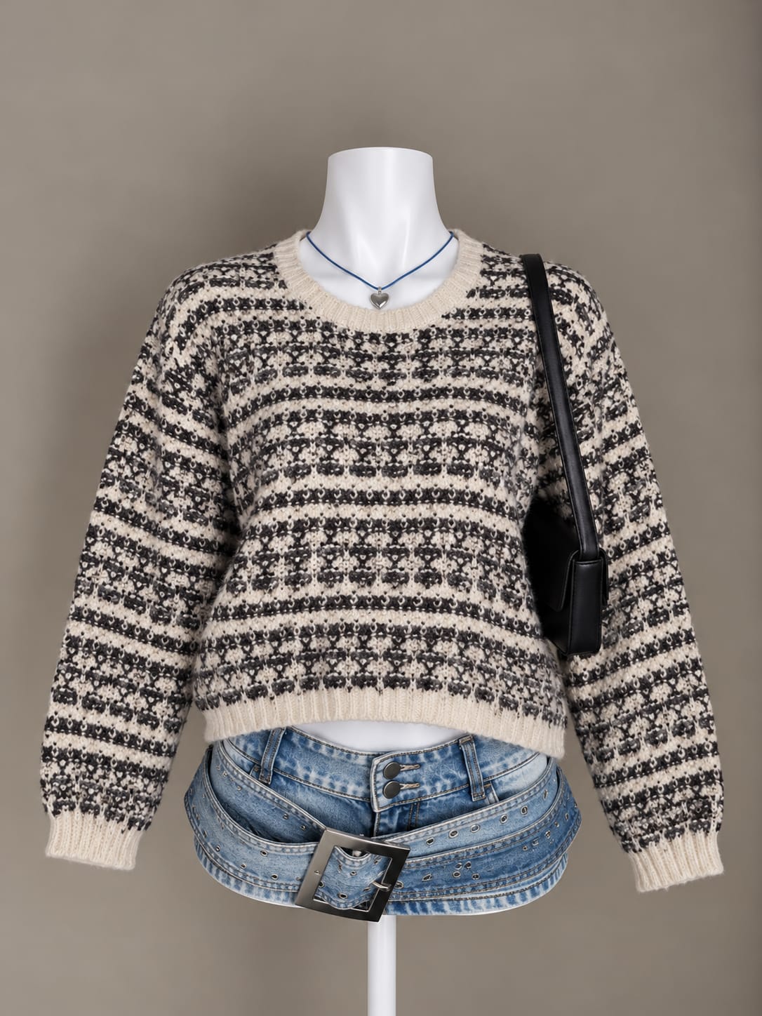 Cream and Black Sweater