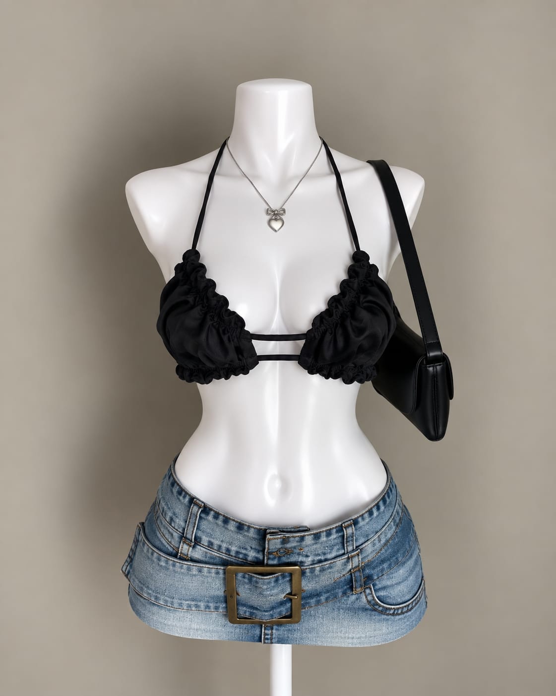 Black Ruffle Bikini Top