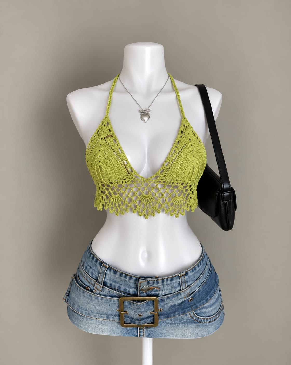 Lime Green Crochet Bikini Top