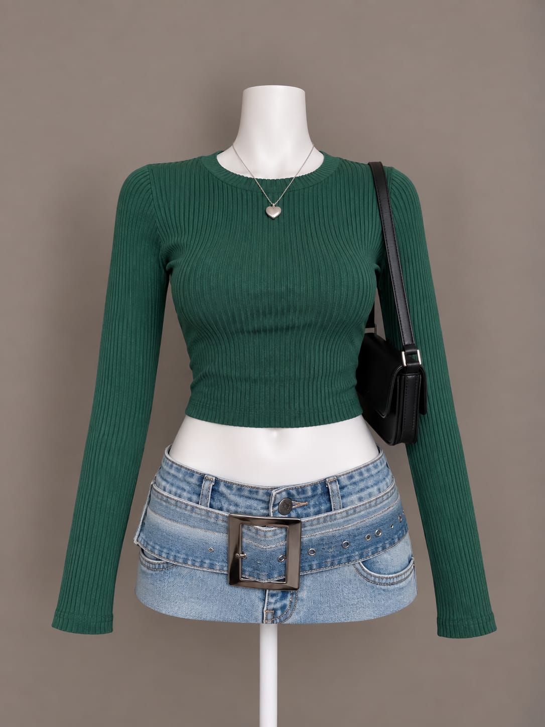 Dark Green Crop Top