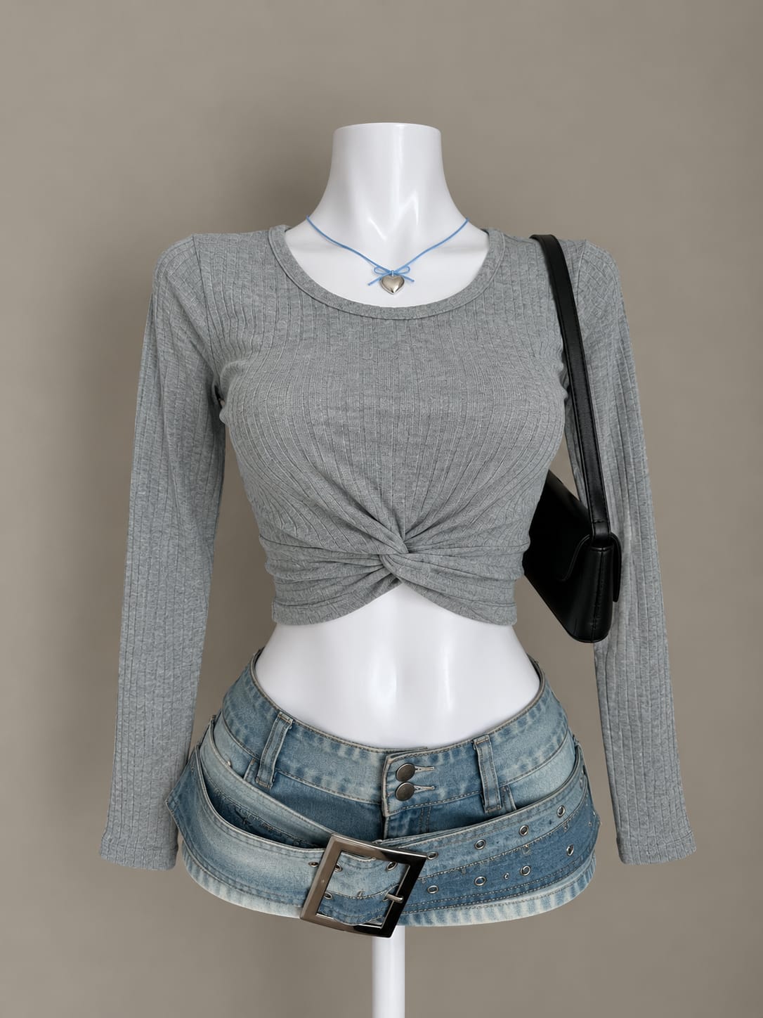 Grey Crop Top