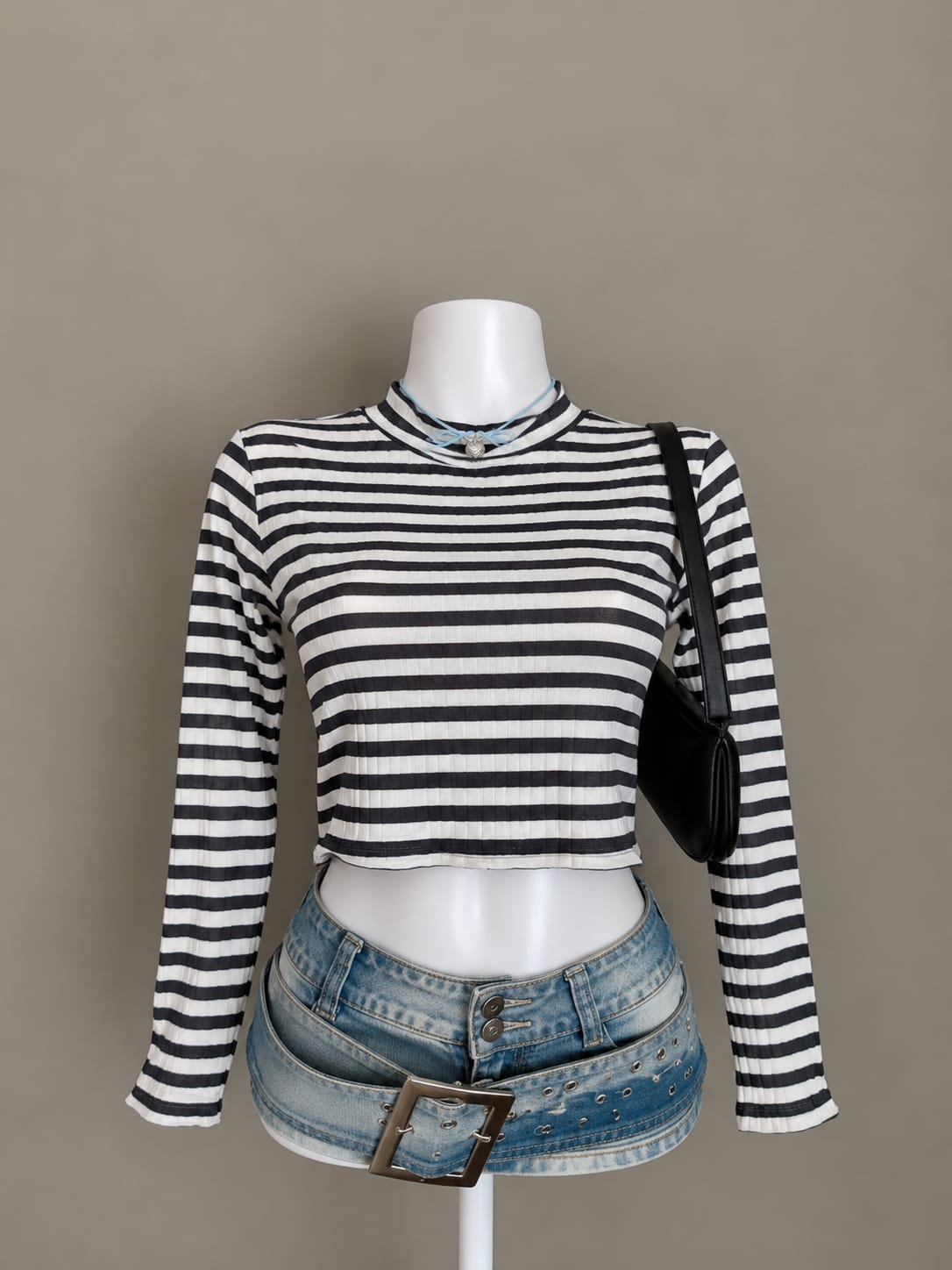 Black and White Crop Top