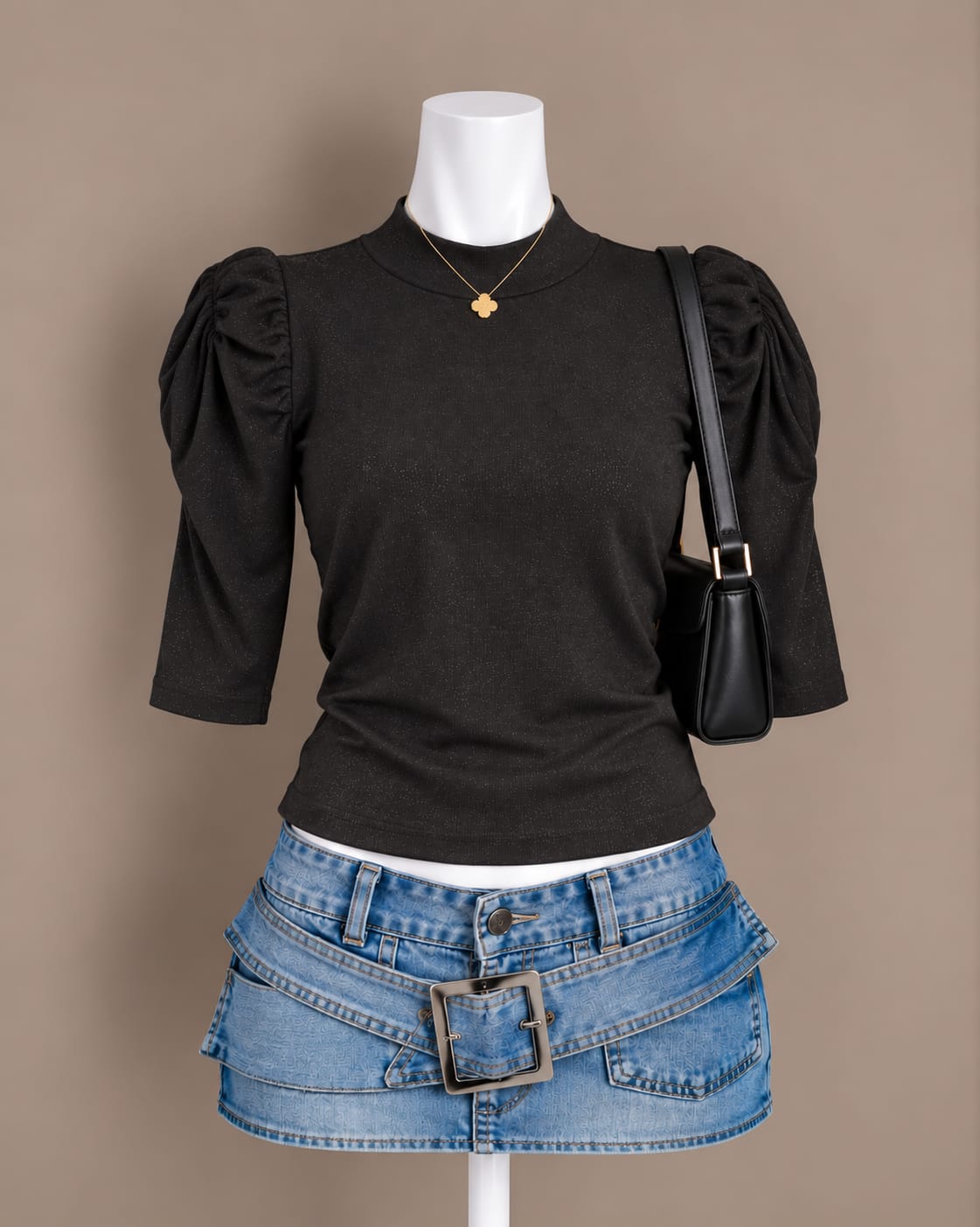 Black Puff Sleeve Top