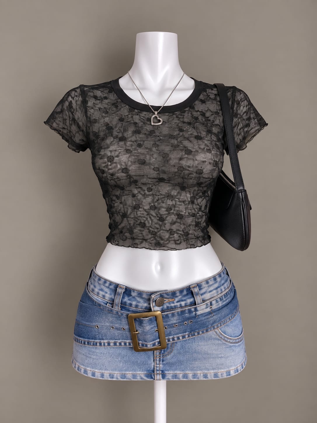 Black Lace Crop Top