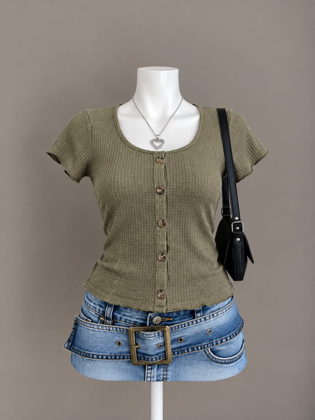 Olive Button Top