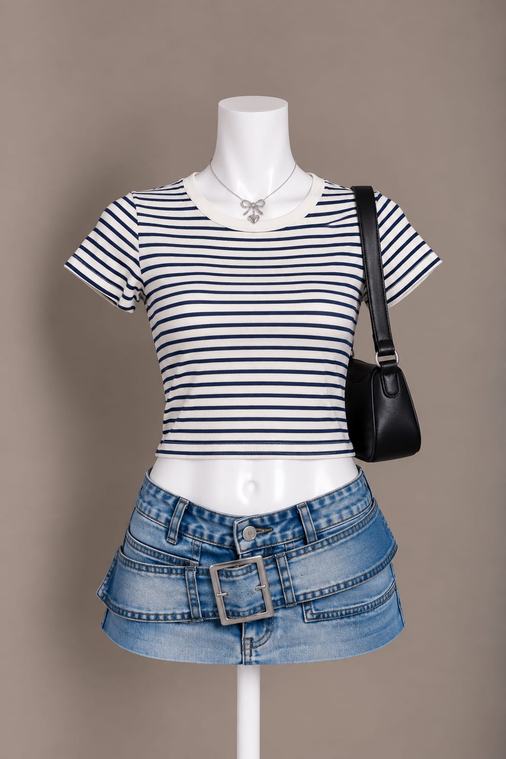Ivory Striped Crop Top