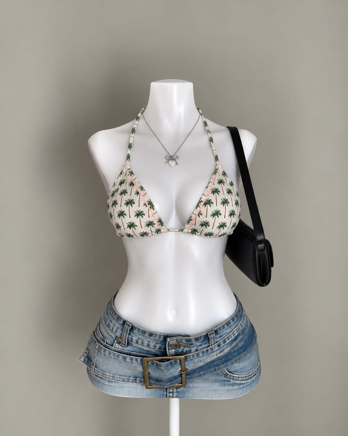 White Green Bikini Top