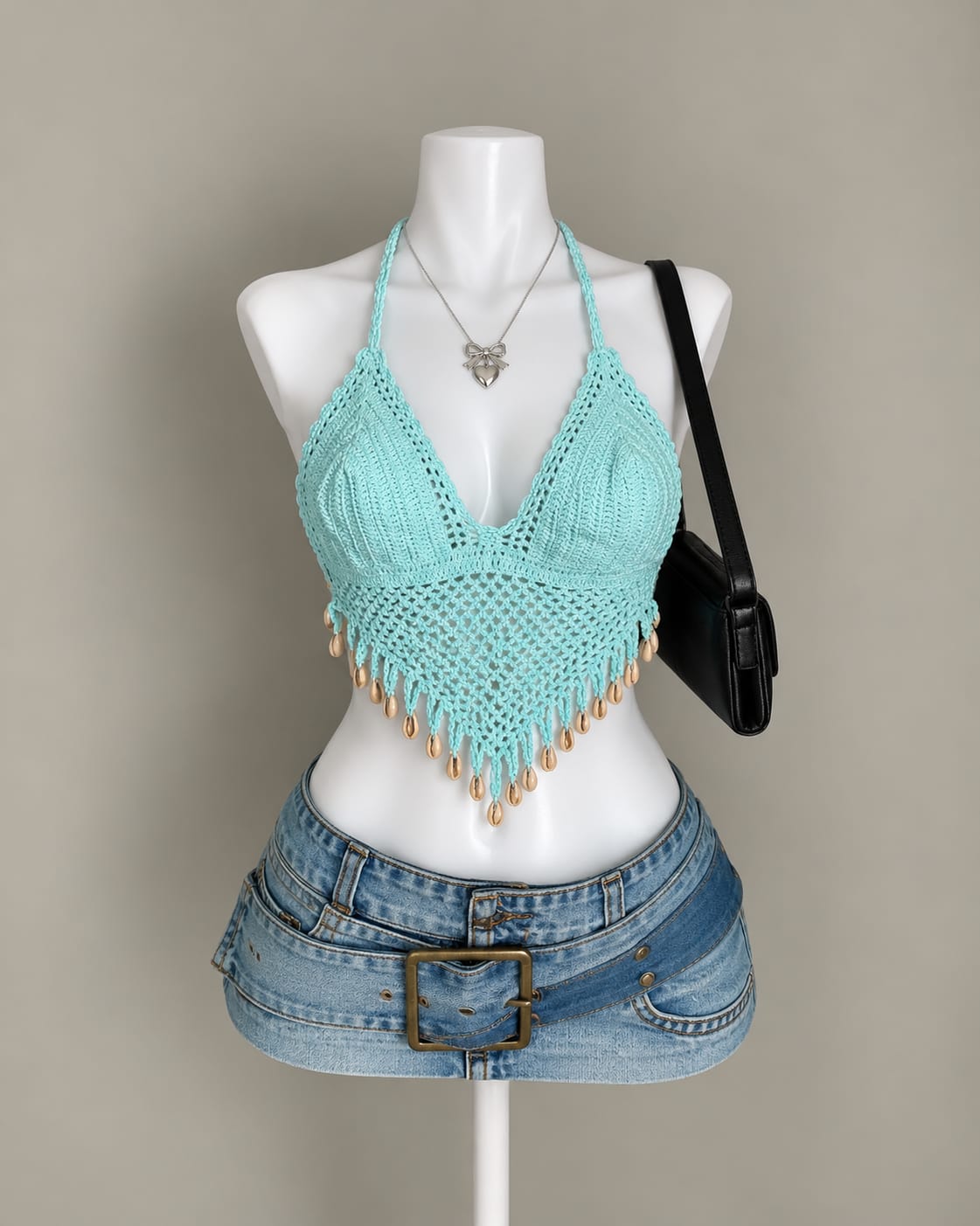Aqua Crochet Crop Top