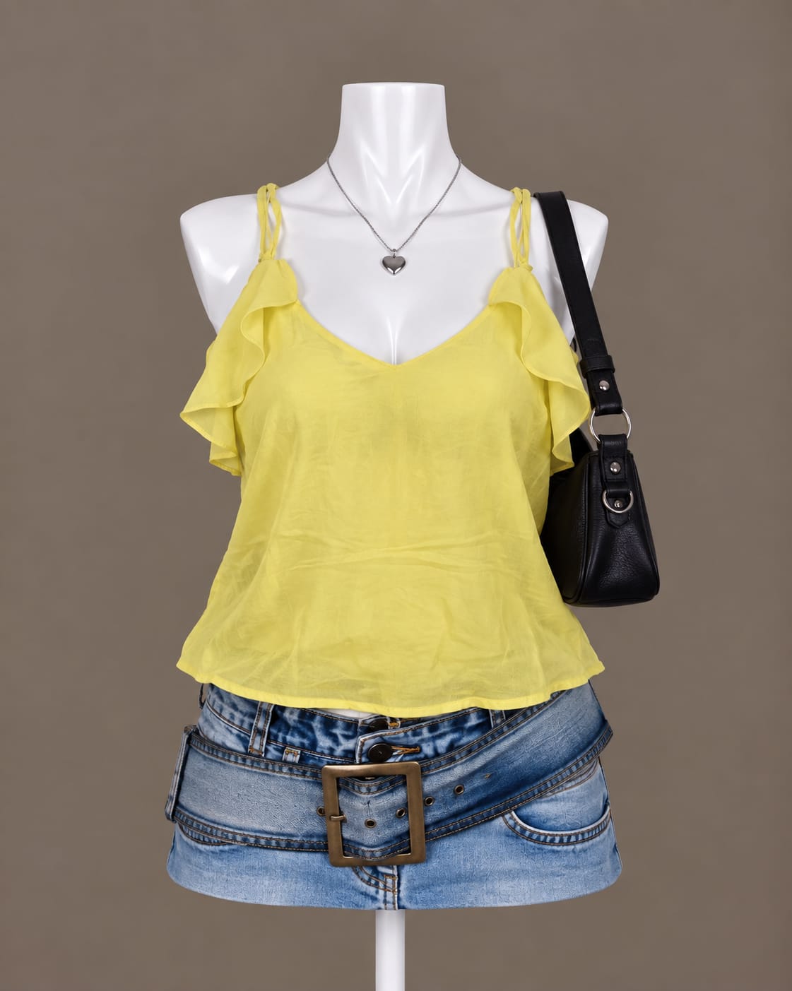 Yellow Cold Shoulder Top