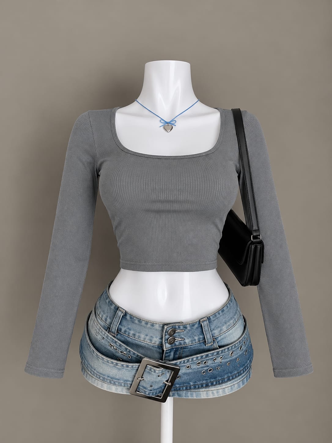 Grey Crop Top