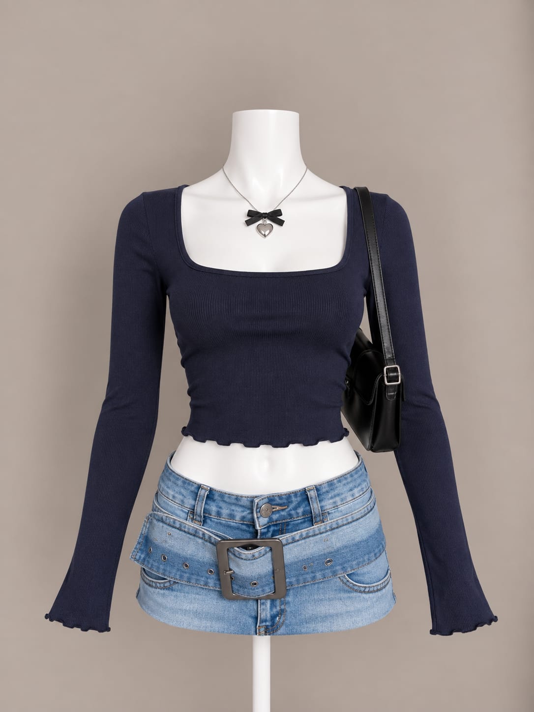 Navy Crop Top
