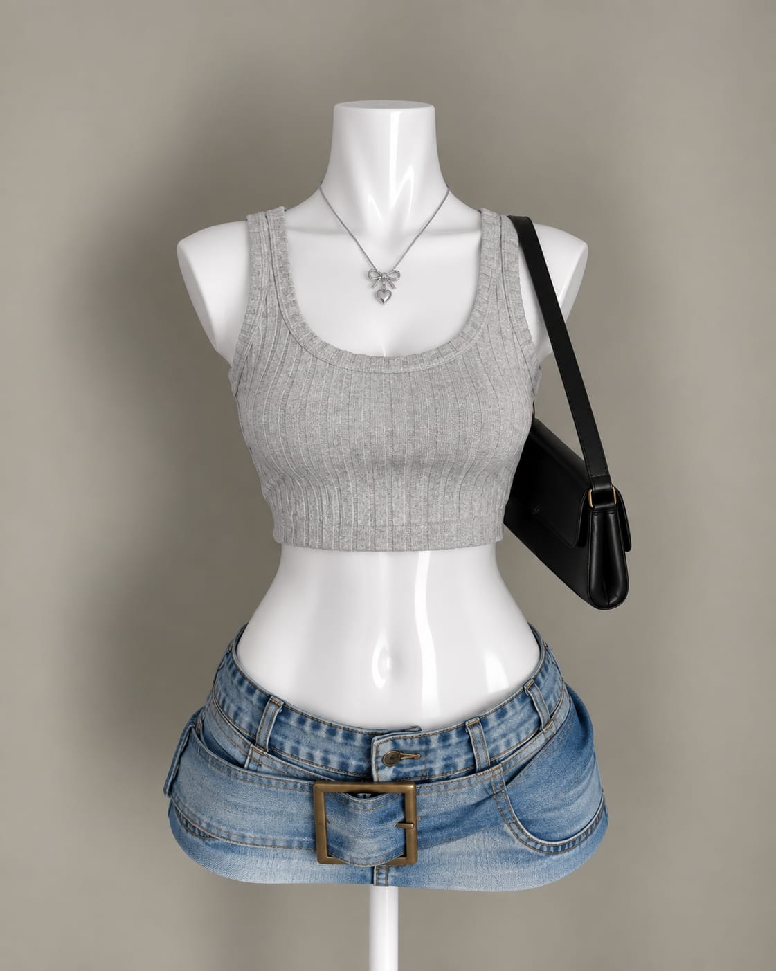 Gray Tank Crop Top