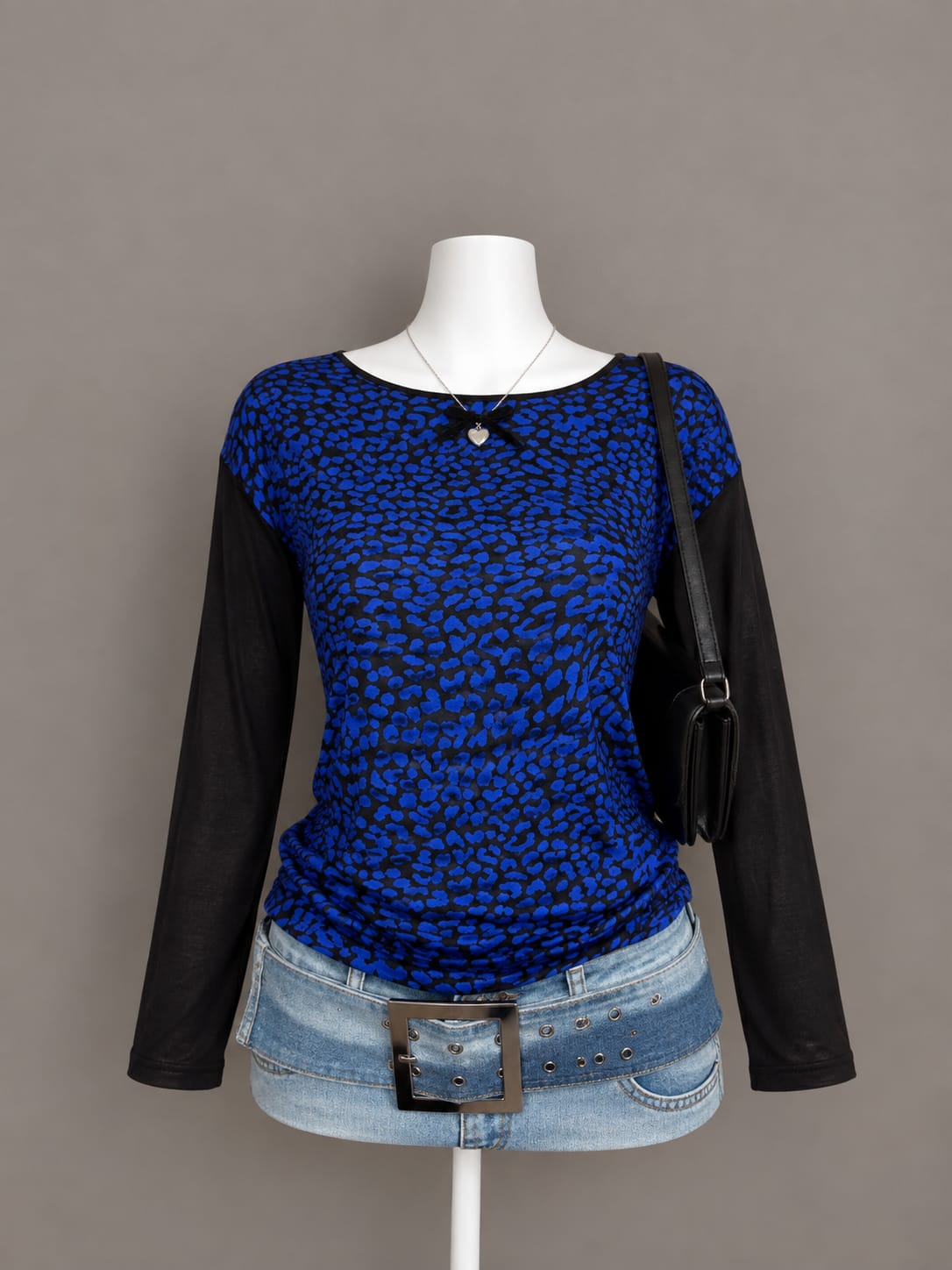 Blue Black Printed Top