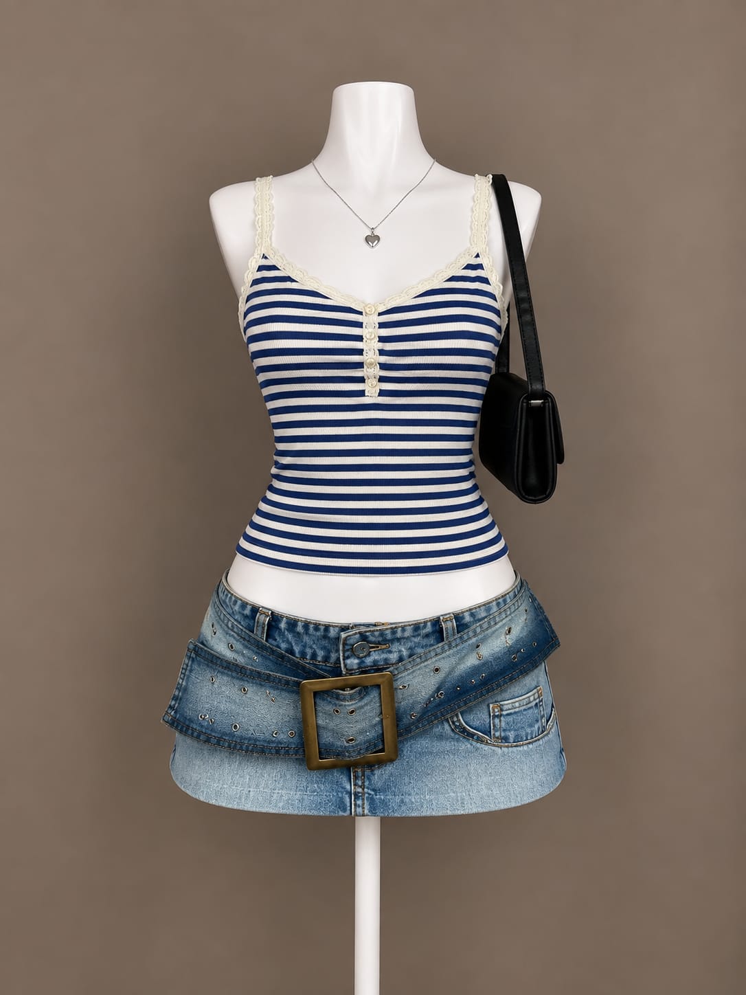 Navy and Cream Tank Top