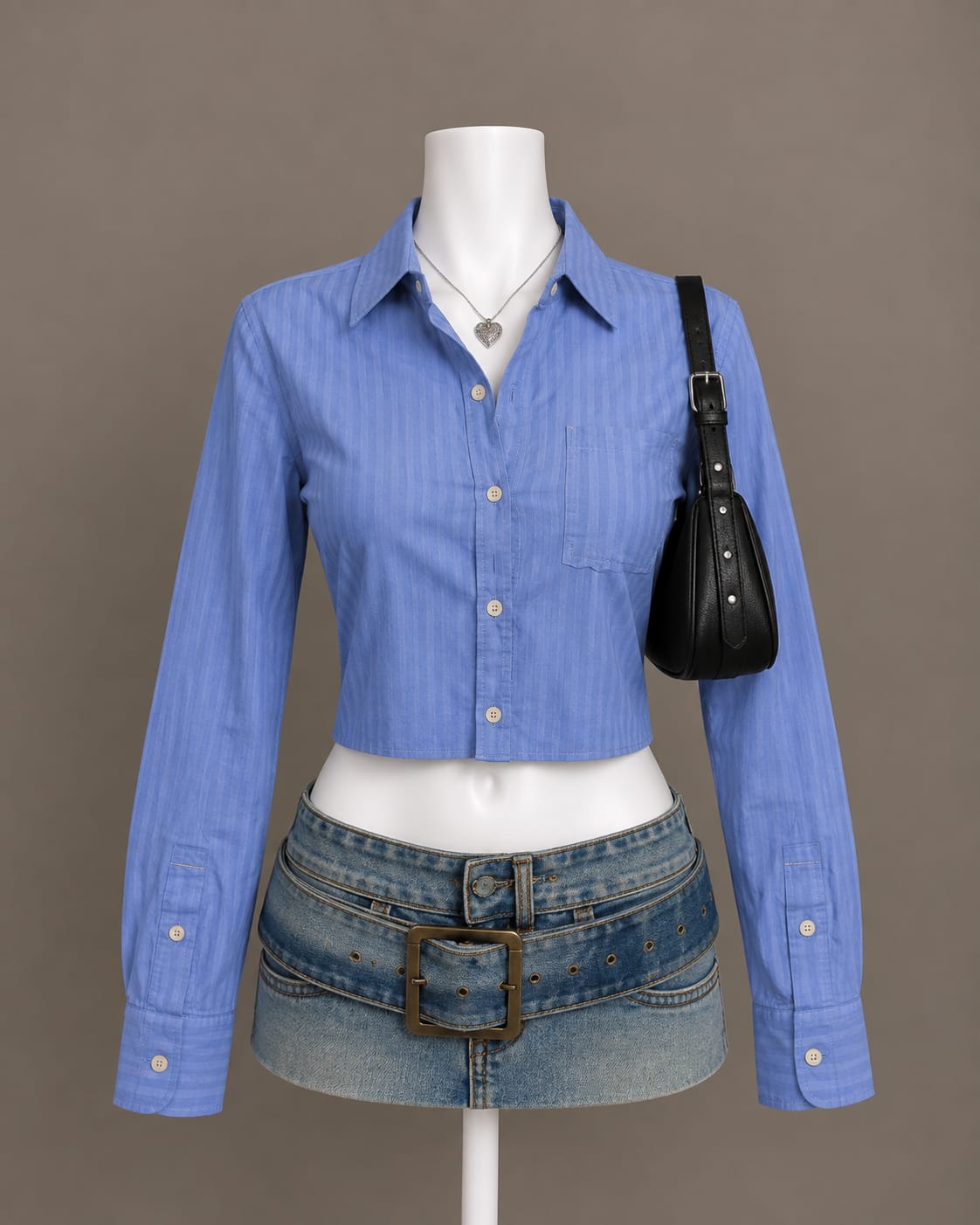 Blue Crop Shirt
