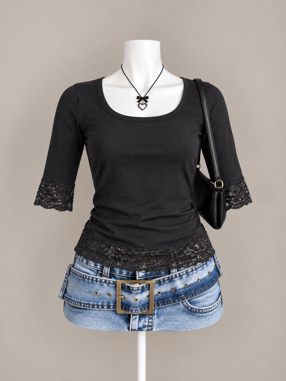 Black Lace Trim Top