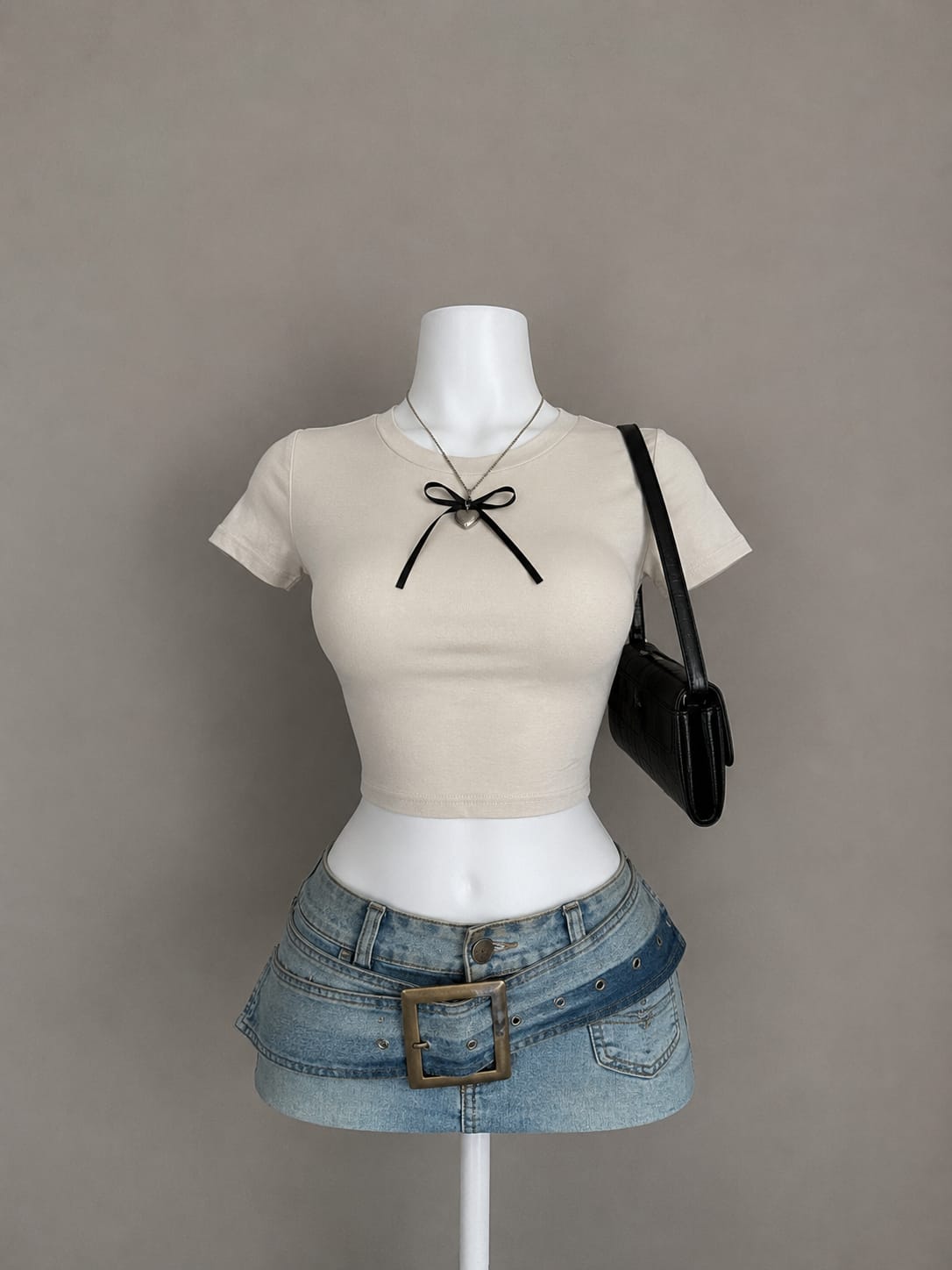 Beige Essential Crop T-Shirt