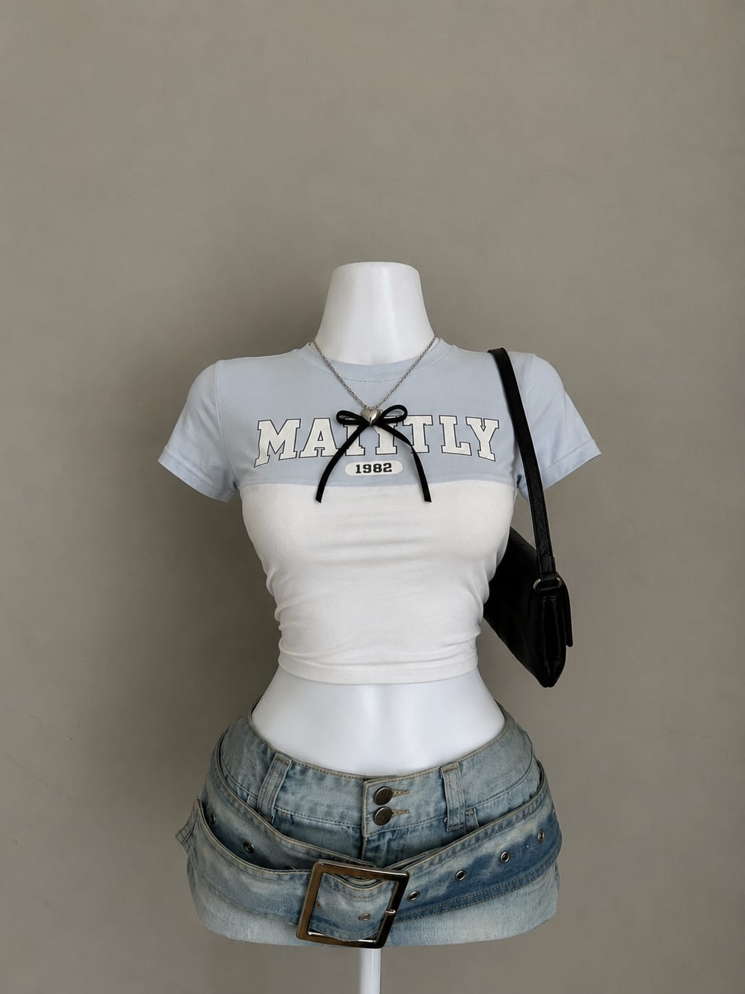 Women’s Two-Tone "MATTLY 1982" Graphic Crop Top