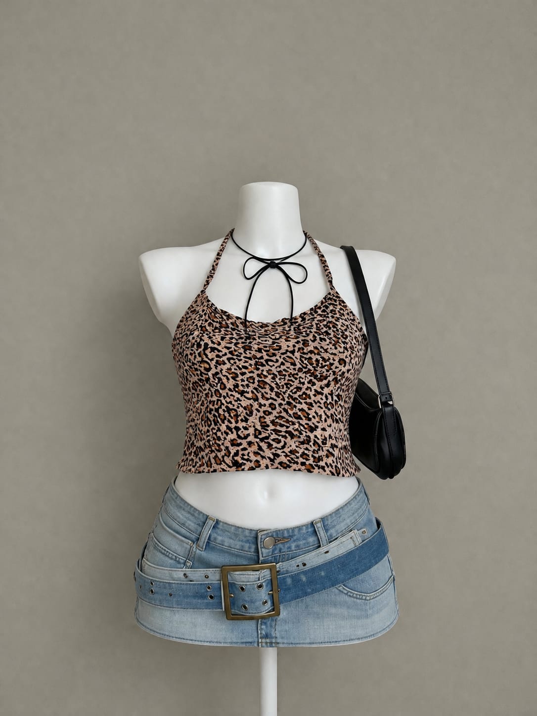 Leopard Print Halter Crop Top