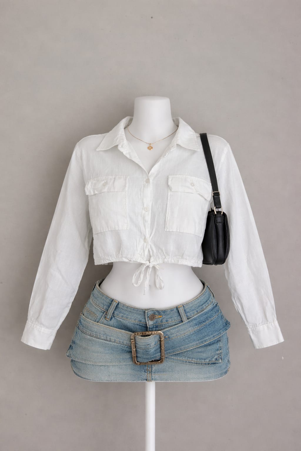Checkered Casual Crop Shirt