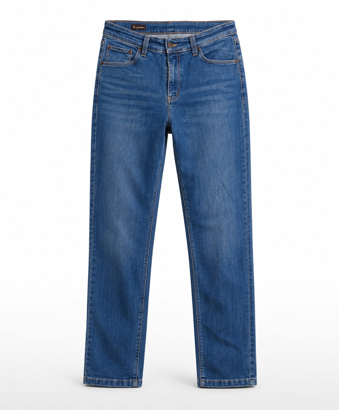 Mid Wash Slim Straight-Leg Jeans