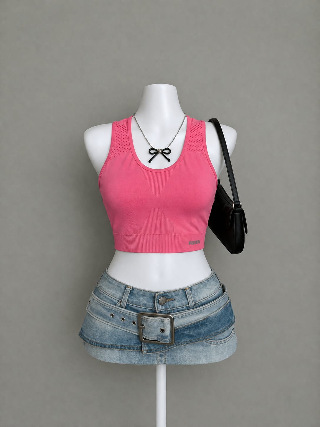 Hot Pink Seamless Ribbed Racerback Crop Sports Bra Top