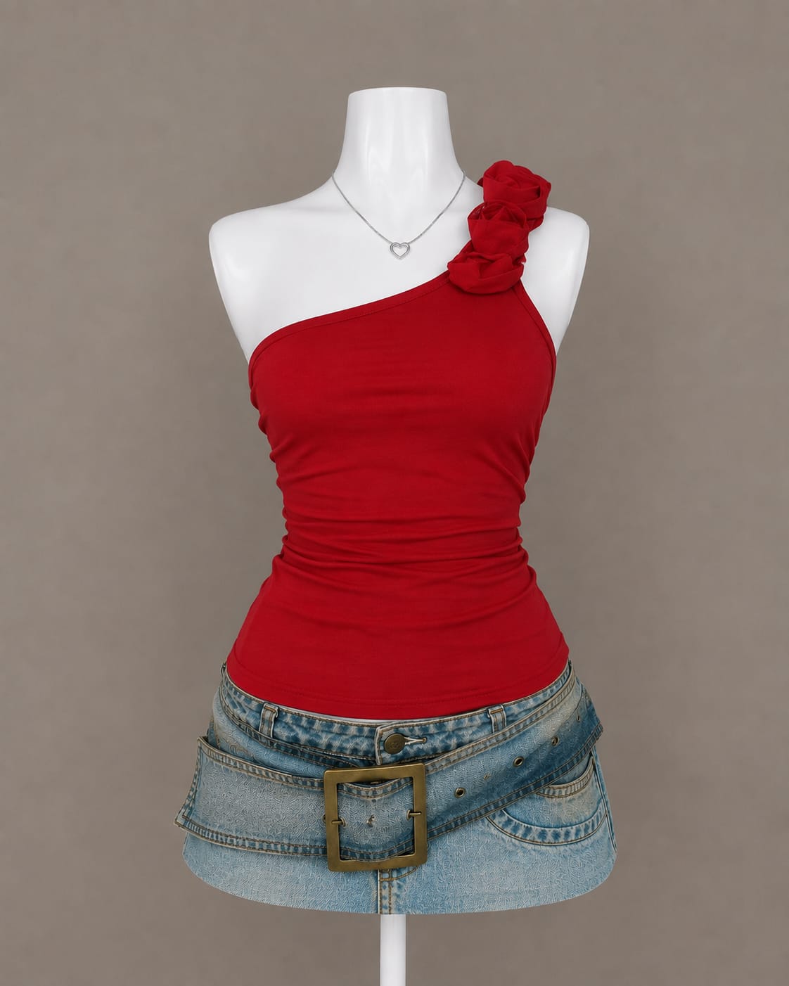 Red One Shoulder Top
