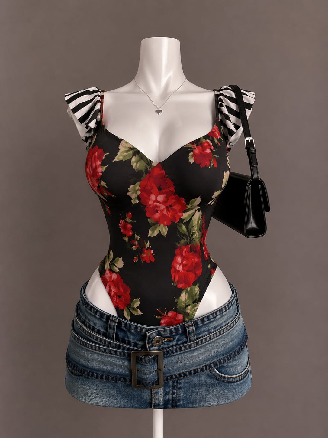 Black Floral Bodysuit