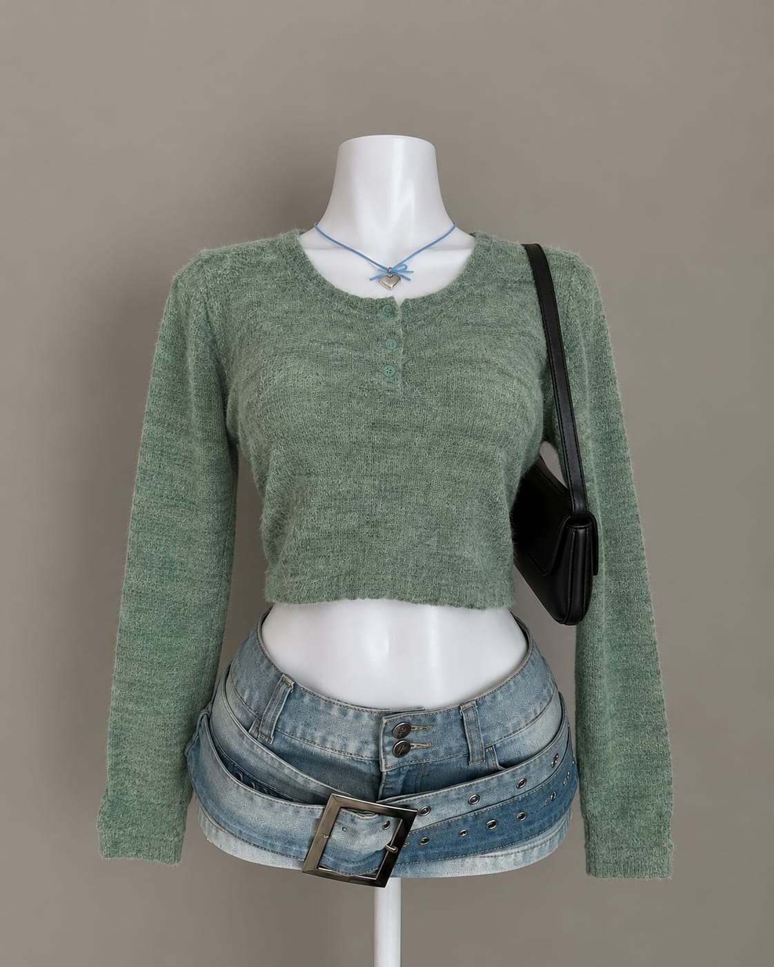 Sage Green Crop Sweater