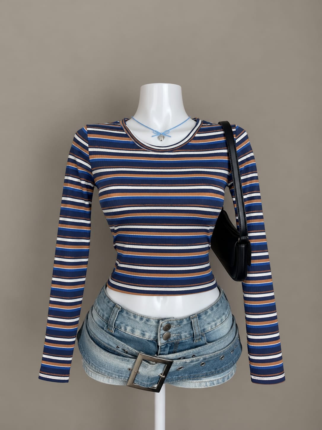 Navy Blue Crop Top