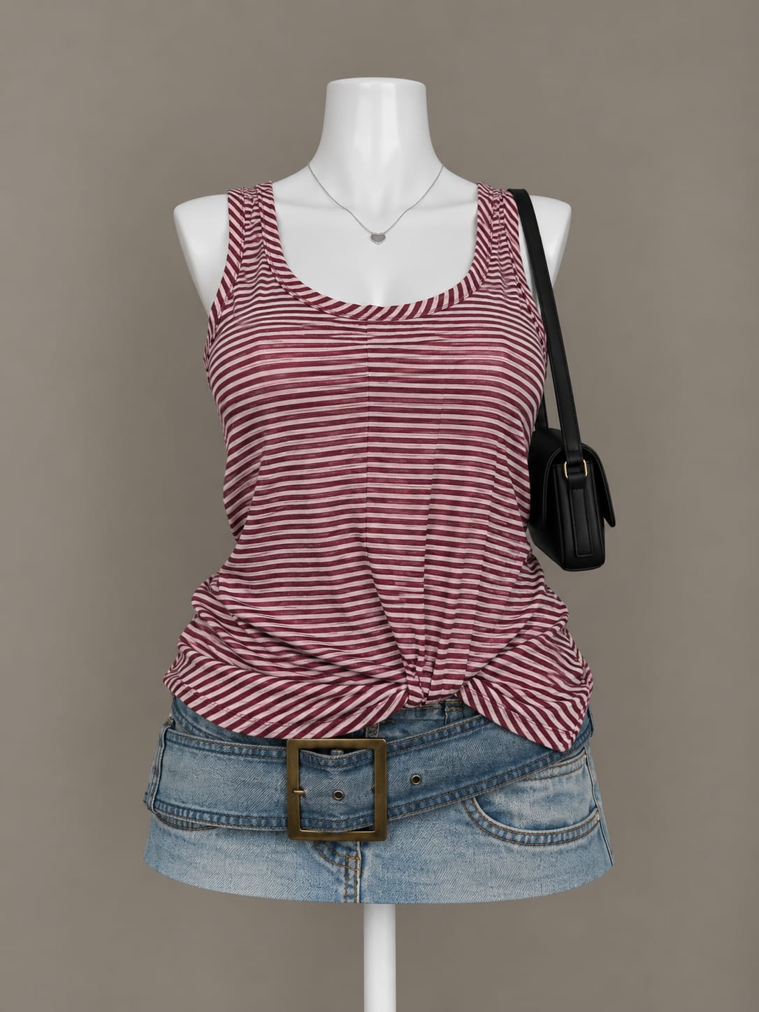 Burgundy Striped Tank Top