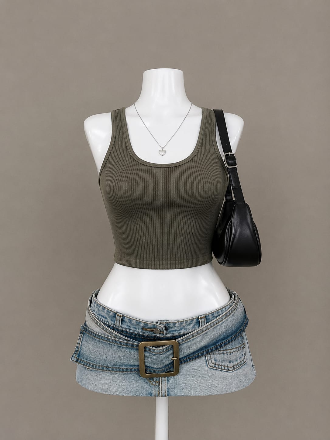 Olive Green Crop Top