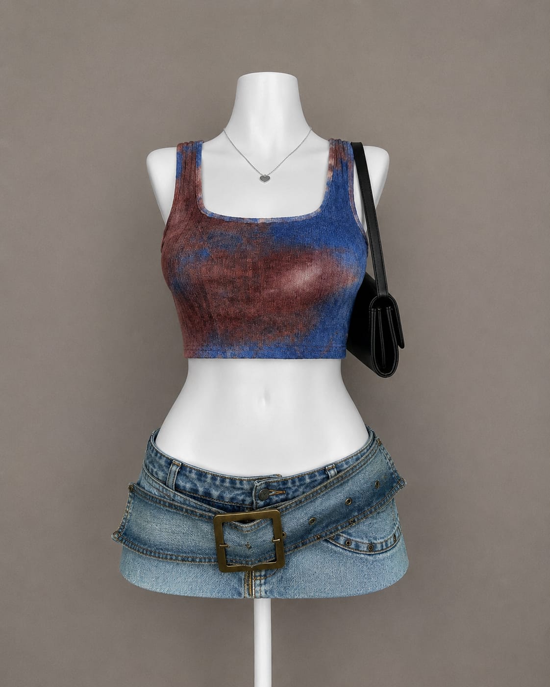 Blue Brown Crop Top