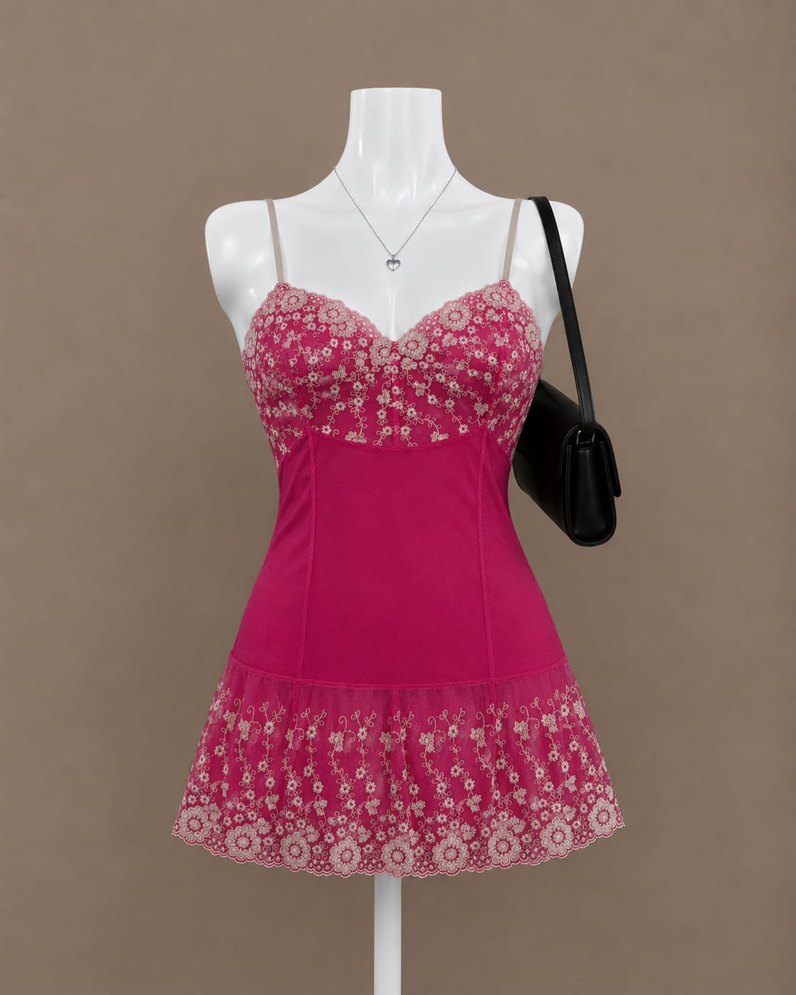 Hot Pink Lace Slip Dress