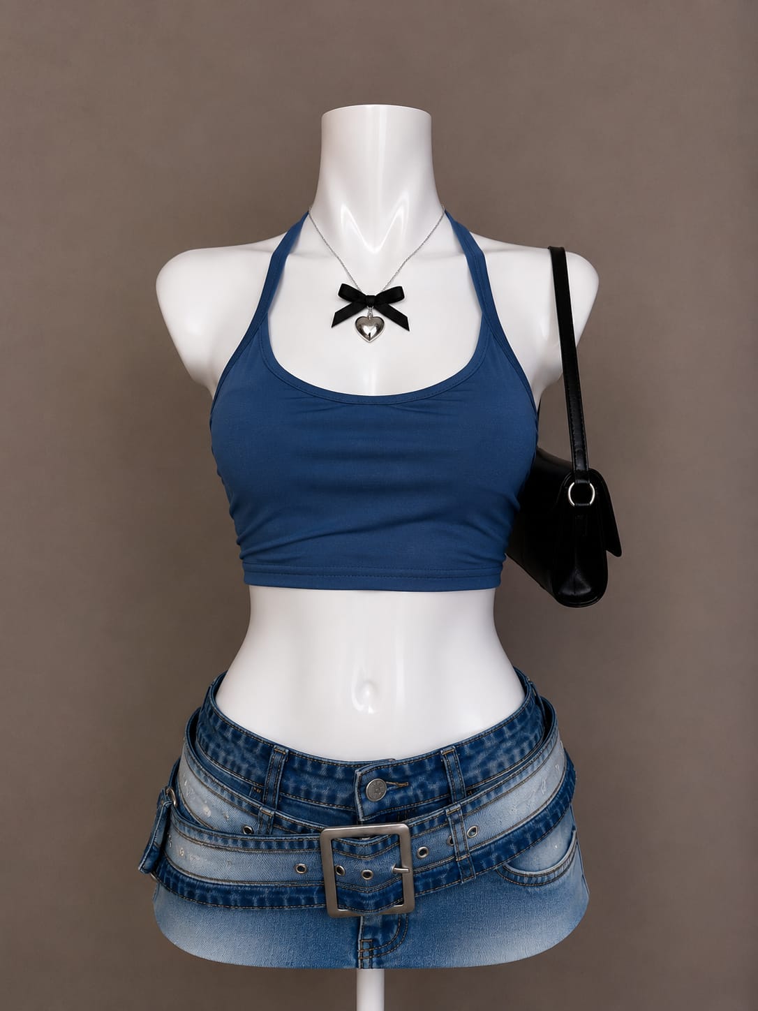 Blue halter crop top