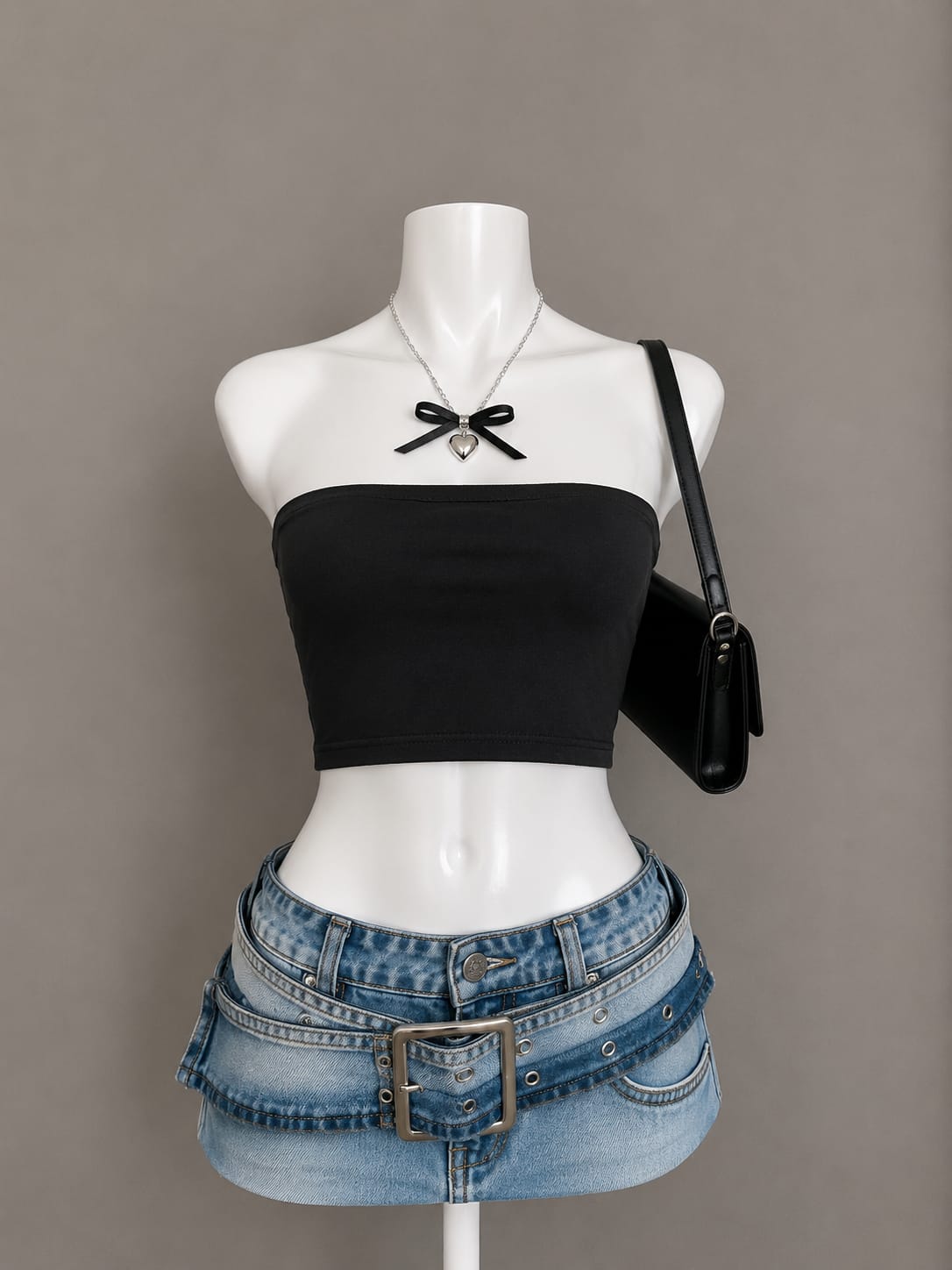 Black bandeau crop top