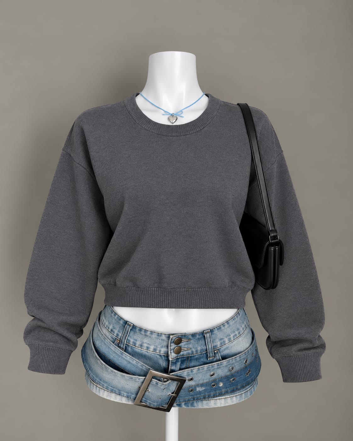 Grey Crop Sweater