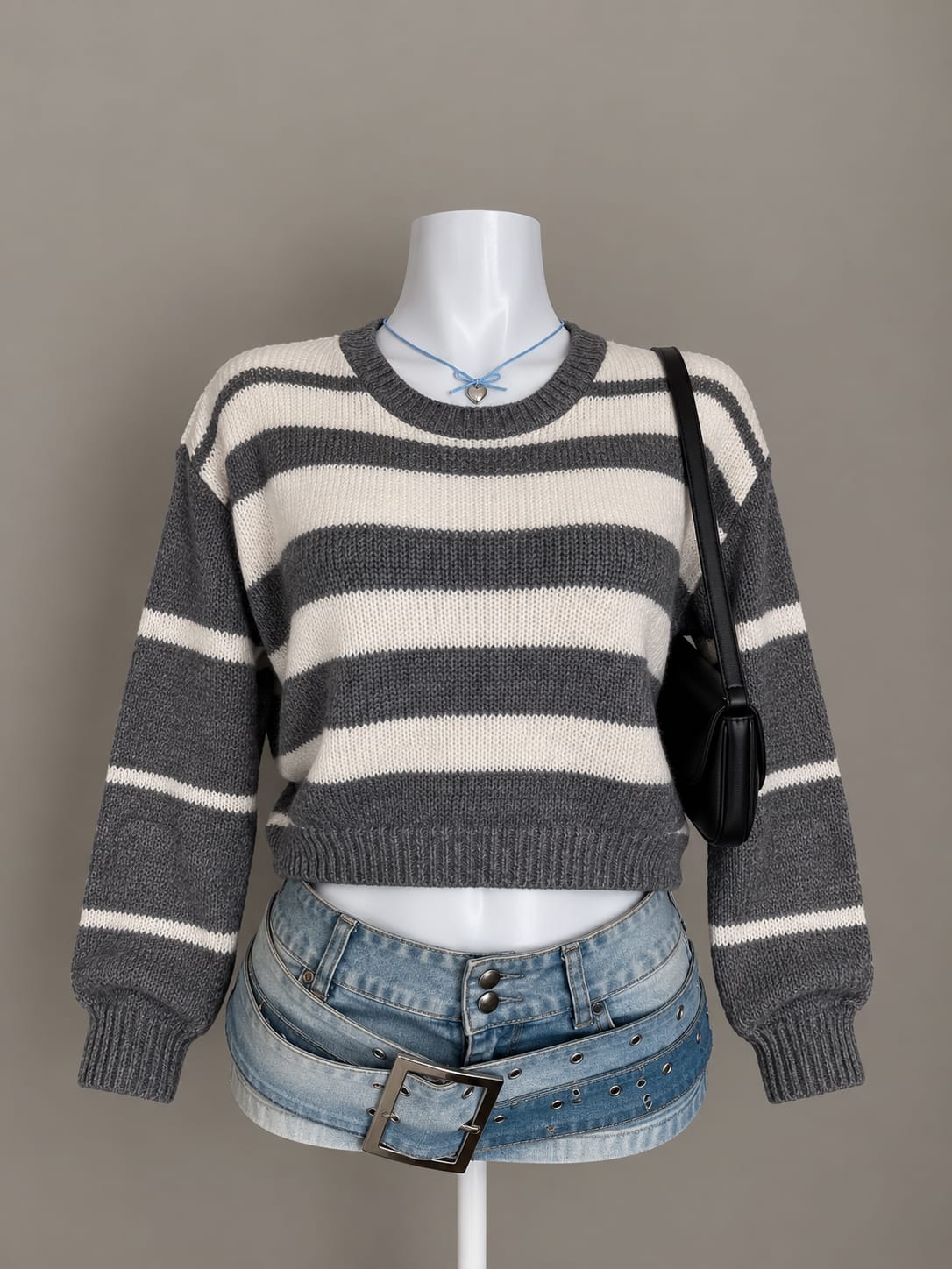 Grey Crop Sweater