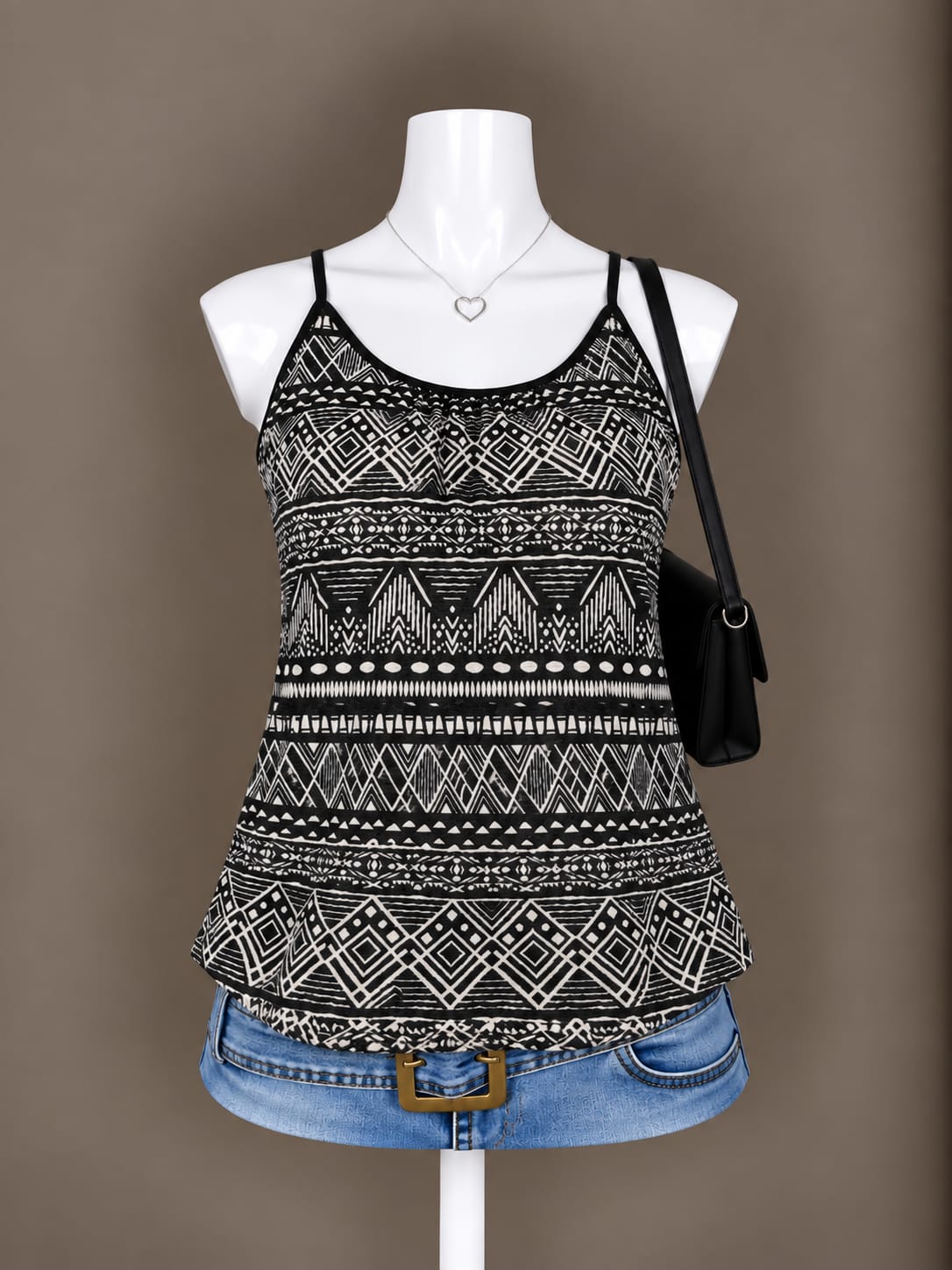 Black Printed Top