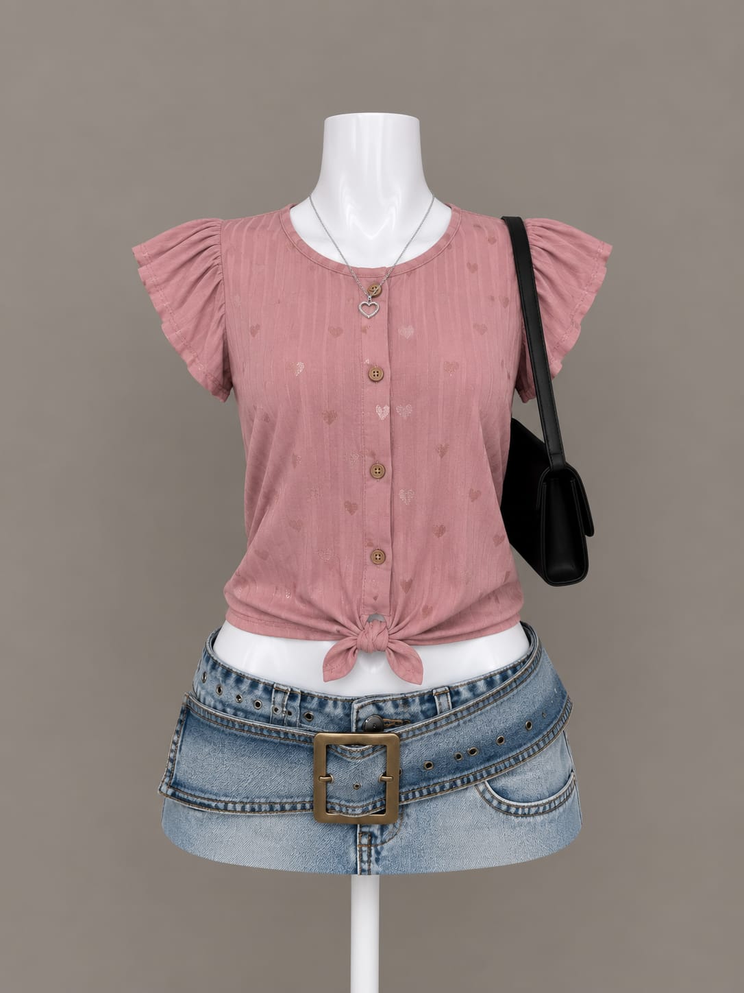Dusty Pink Tie-Front Top