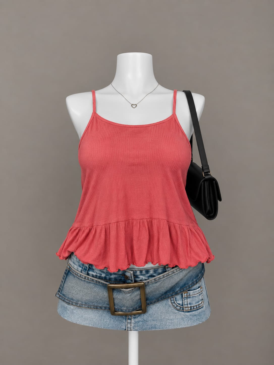 Coral Peplum Camisole