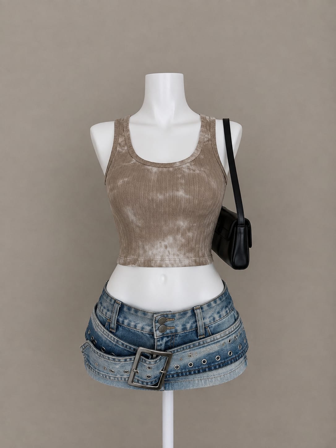Taupe Sleeveless Crop Top