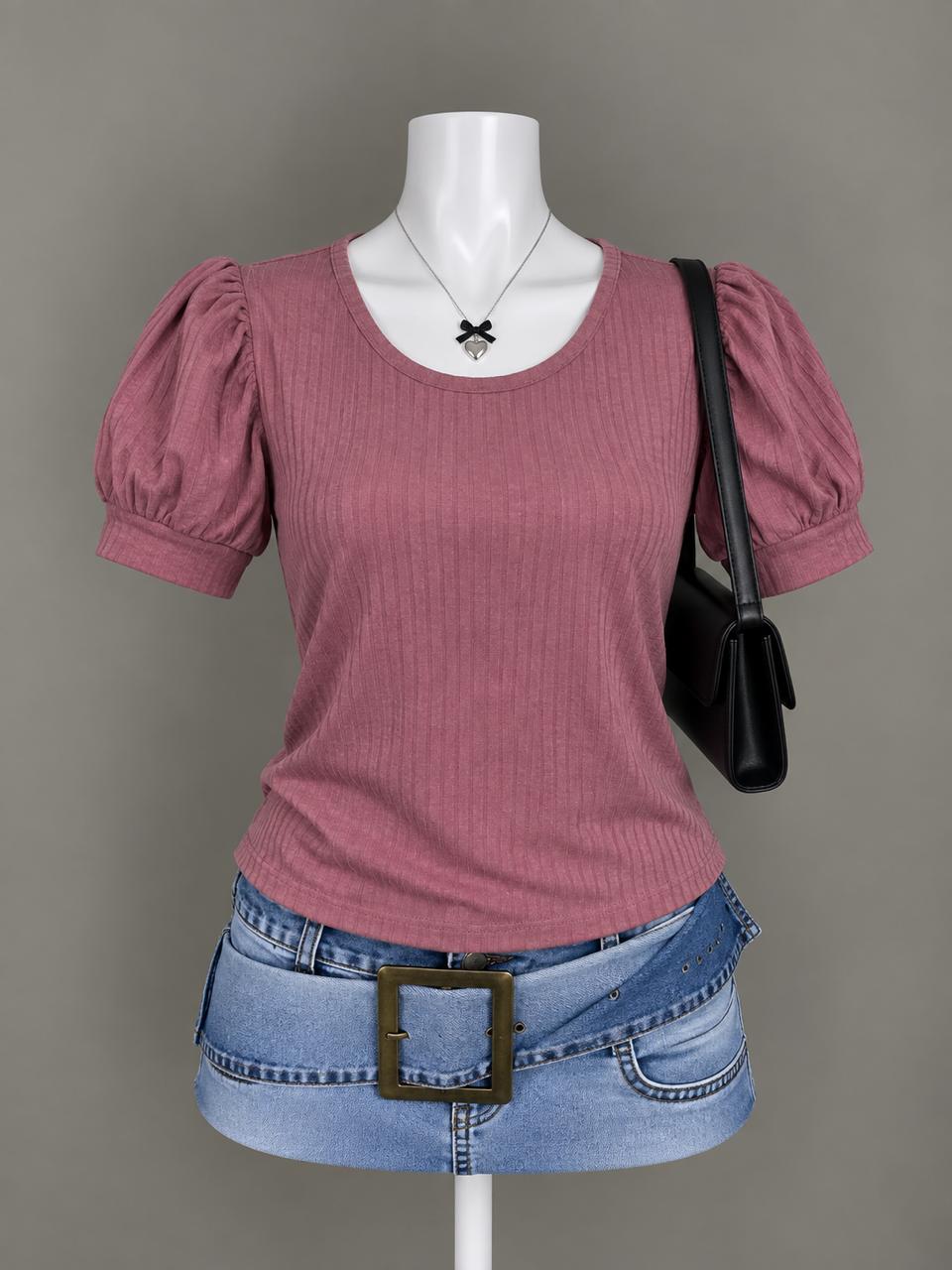 Mauve Puff Sleeve Top