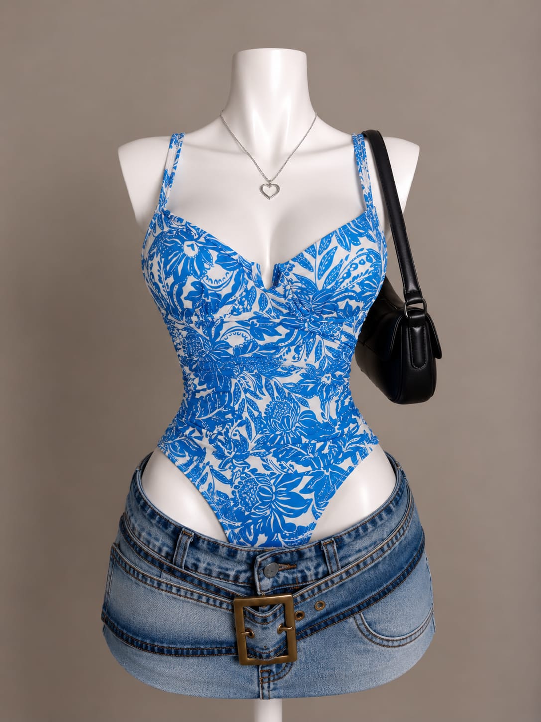 Blue Floral Bodysuit