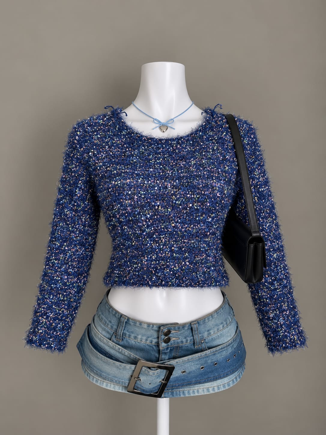 Blue Flecked Fuzzy Sweater