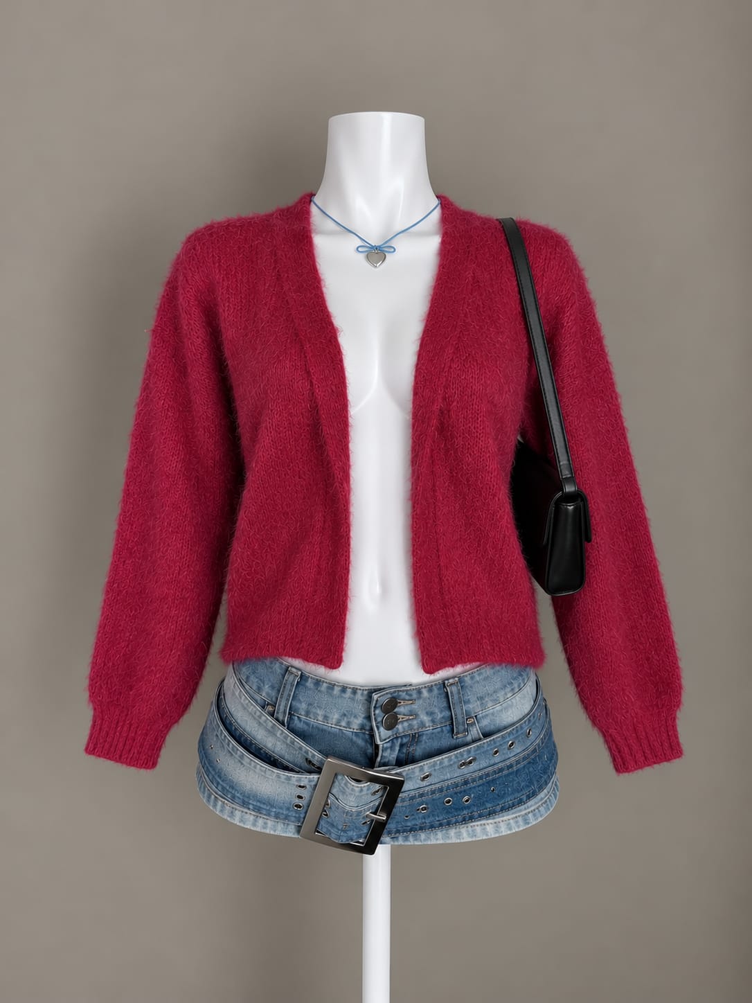 Hot Pink Fuzzy Open Cardigan