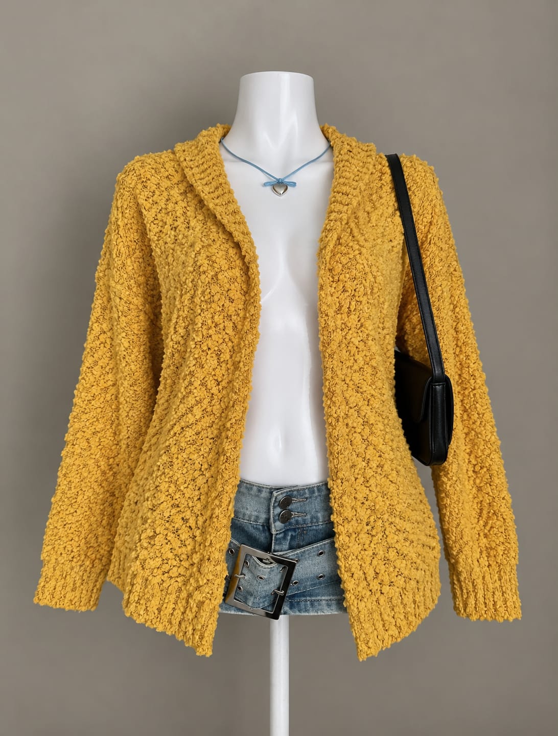 Mustard Open Collared Cardigan