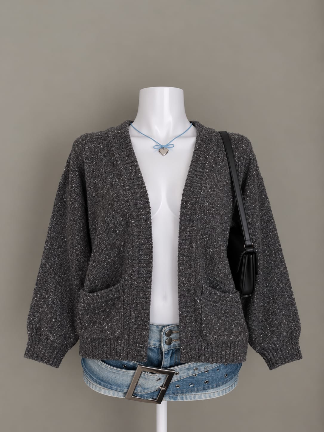 Charcoal Open Pocket Cardigan